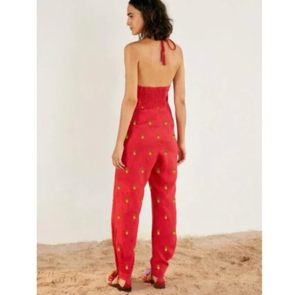 Farm Rio Jumpsuit Red with Pineapples. Size Large NWT - Picture 2 of 8